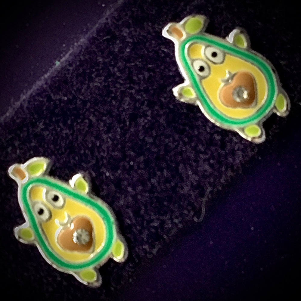 New Claire’s Sterling Silver and Enamel Avocado Stud Earrings - Picture 2 of 4